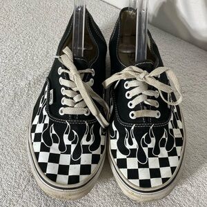 Thrasher X Vans Black and White Checkered Flame Low Top Lace Up Sneakers 9.5/11